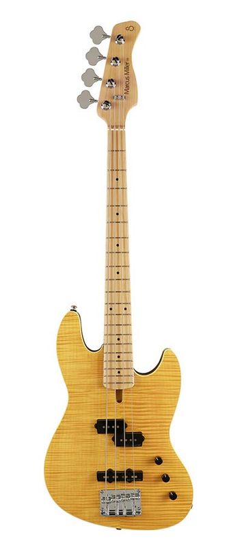 Sire U5 Series Marcus Miller Alder with Flamed Maple Top 4- string Short Scale Bass Guitar Natural