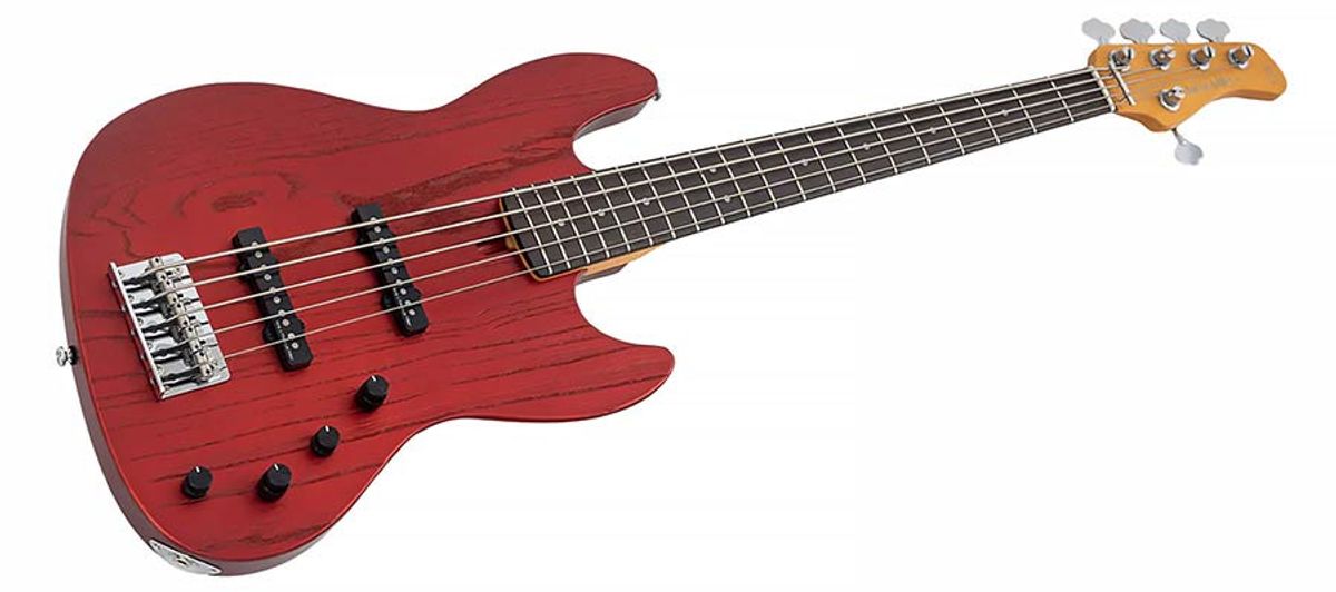 Sire V6 5/CAR mahogany+ash top 5-string active bass guitar candy apple red