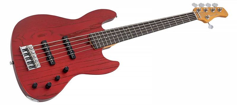 Sire V6 5/CAR mahogany+ash top 5-string active bass guitar candy apple red
