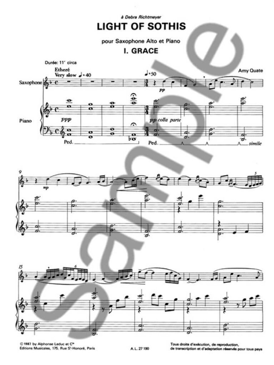 Light of Sothis for Alto Saxophone and Piano