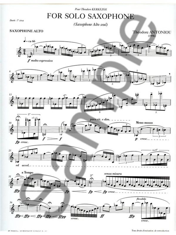 For Solo Saxophone