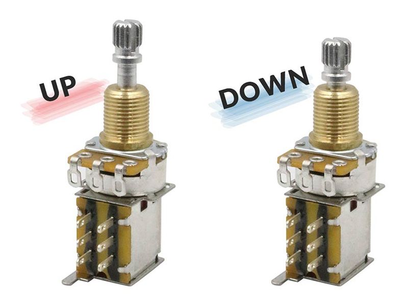 Hosco Japan 250K DPDT Push-Push Audio Taper Potentiometer - 10mm/M9,5 (3/8