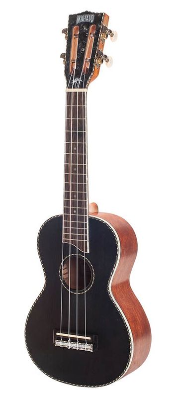 Mahalo Pearl Series, solid top concert ukulele, black, with bag