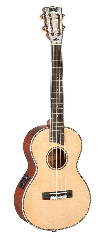 Mahalo Pearl Series, solid top baritone ukulele, with MEQ2 9v preamp, natural, with bag