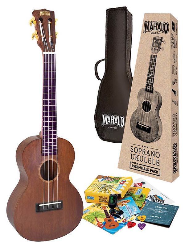 Mahalo Java Series, tenor ukulele pack, transparent brown, with essentials accessory pack