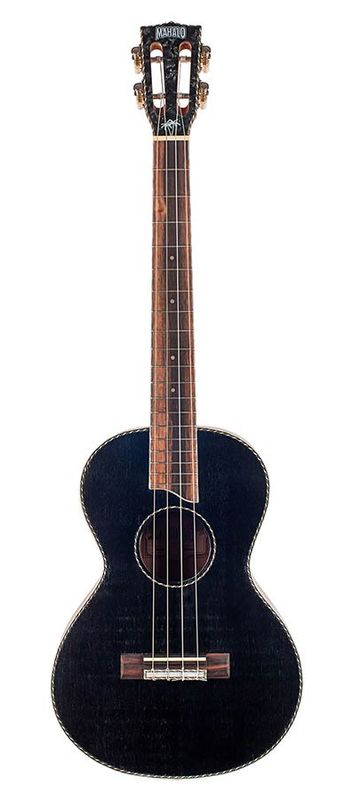 Mahalo Pearl Series, solid top baritone ukulele, black, with bag