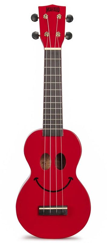 Mahalo Smiley Series, soprano ukulele, red, with bag