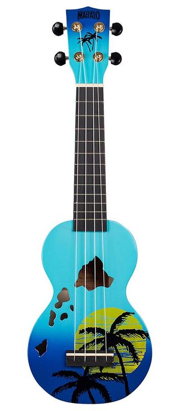 Mahalo Designer Series, soprano ukulele HAWAII, blue burst, with bag