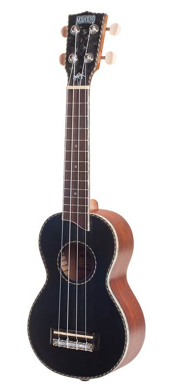 Mahalo Pearl Series, solid top soprano ukulele, with MEQ2 9v preamp, black, with bag