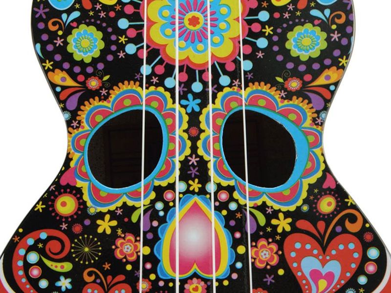 Mahalo Art Series, soprano ukulele SKULL, black, with bag