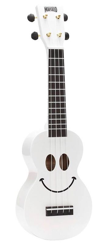 Mahalo Smiley Series, soprano ukulele, white, with bag
