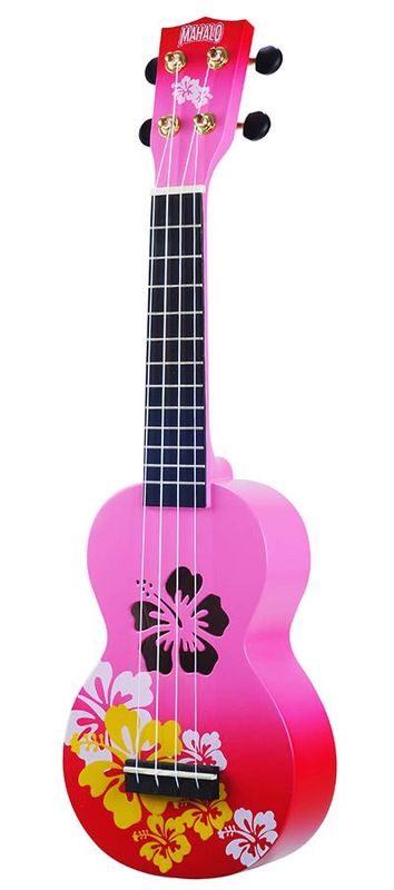 Mahalo Designer Series, soprano ukulele HIBISCUS, red burst, with bag