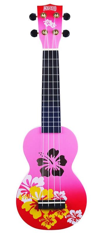 Mahalo Designer Series, soprano ukulele HIBISCUS, red burst, with bag