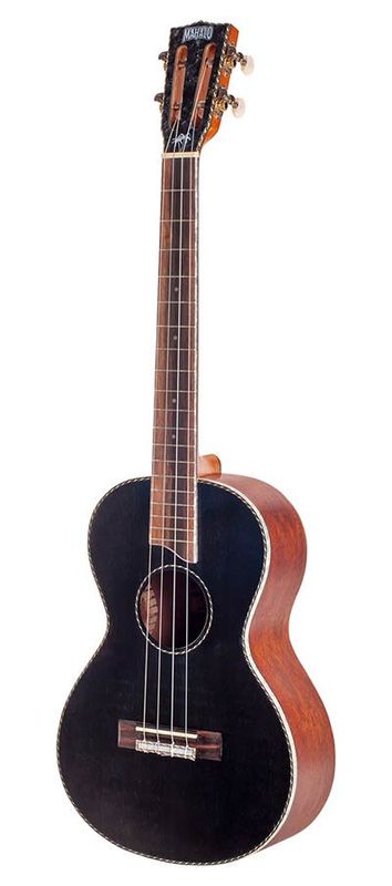 Mahalo Pearl Series, solid top baritone ukulele, black, with bag