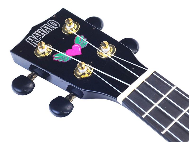 Mahalo Art Series, soprano ukulele HEART, black, with bag