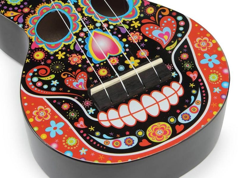 Mahalo Art Series, soprano ukulele SKULL, black, with bag
