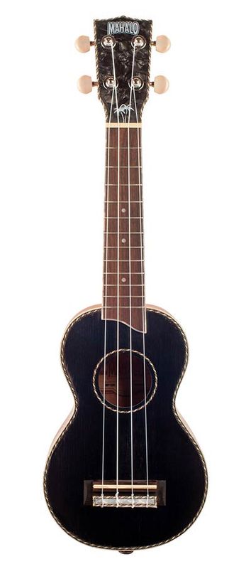 Mahalo Pearl Series, solid top soprano ukulele, black, with bag