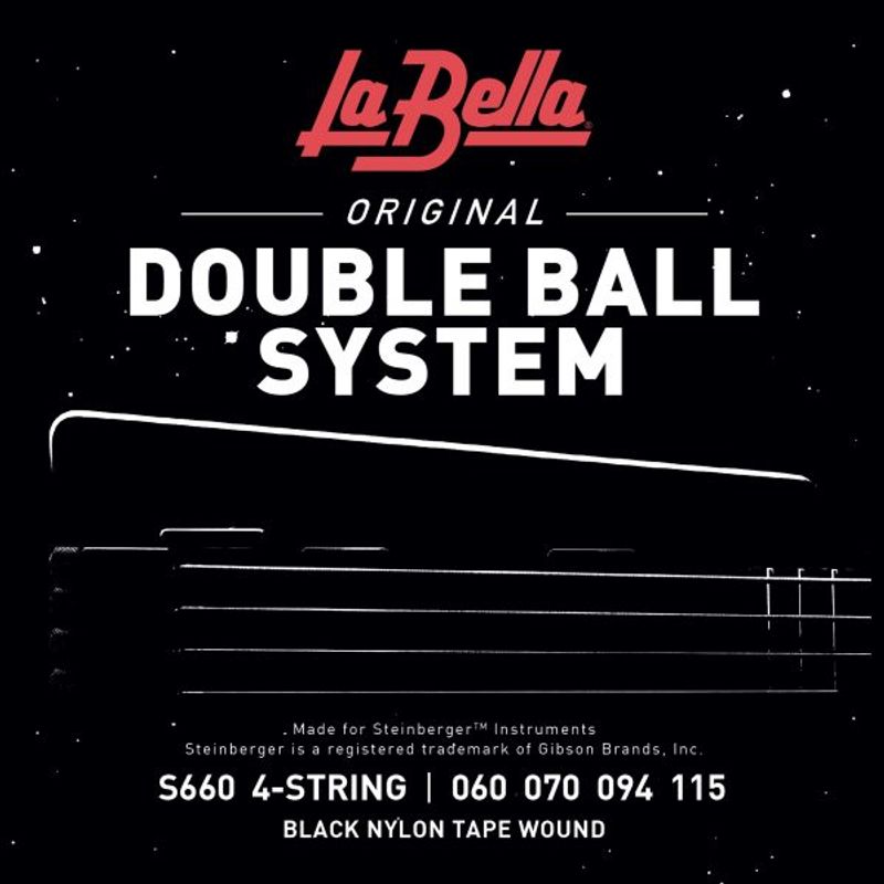 La Bella S660 Double Ball Bass Black Nylon Tape Wound - Light 60-115