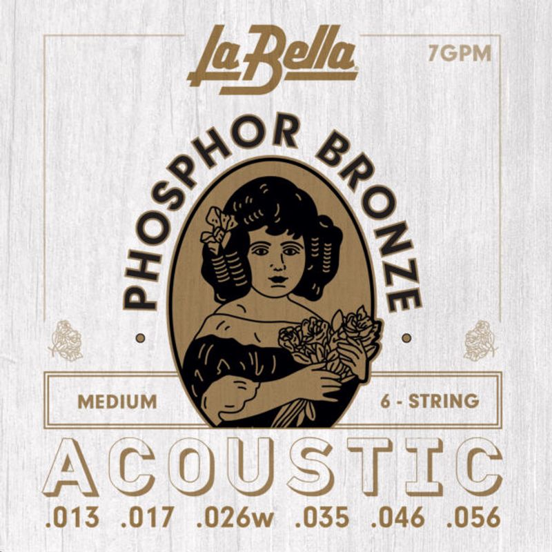 La Bella 7GPM Phosphor Bronze Acoustic Guitar - Medium 13-56