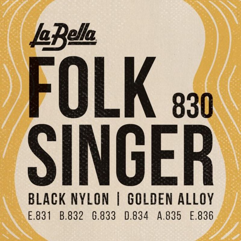 La Bella 830 Folksinger - Black Nylon, Golden Alloy