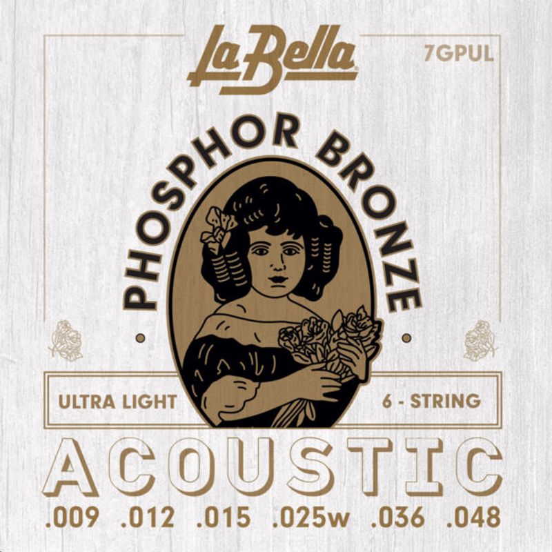La Bella 7GPUL Phosphor Bronze Guitar Strings - Ultra Light 9-48