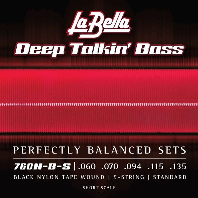 La Bella 760N-B-S Black Nylon Tape - Standard, 5-String, Short Scale