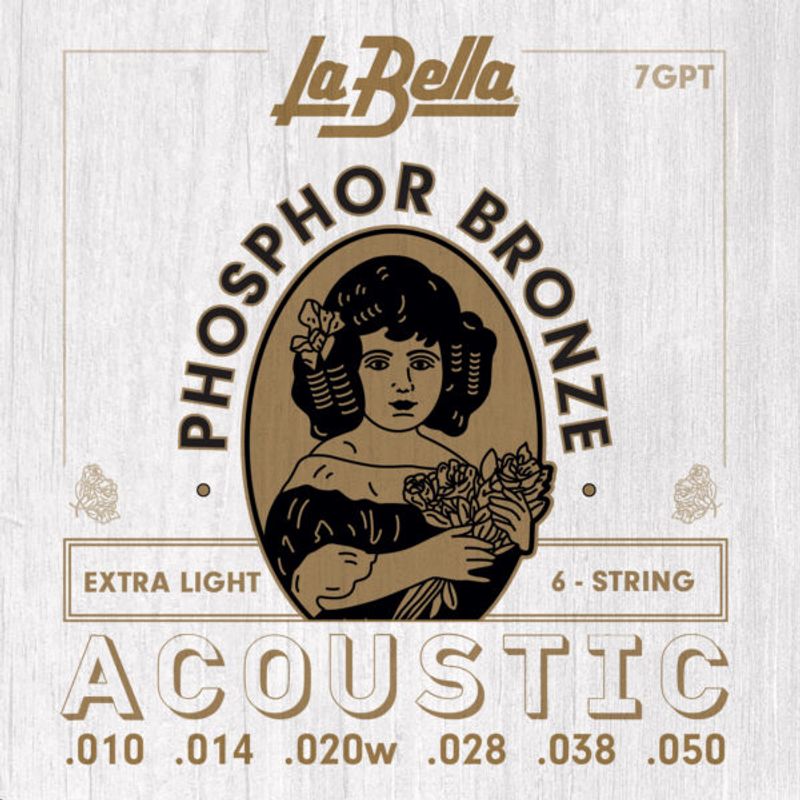 La Bella 7GPT Phosphor Bronze Guitar Strings - Extra Light 10-50