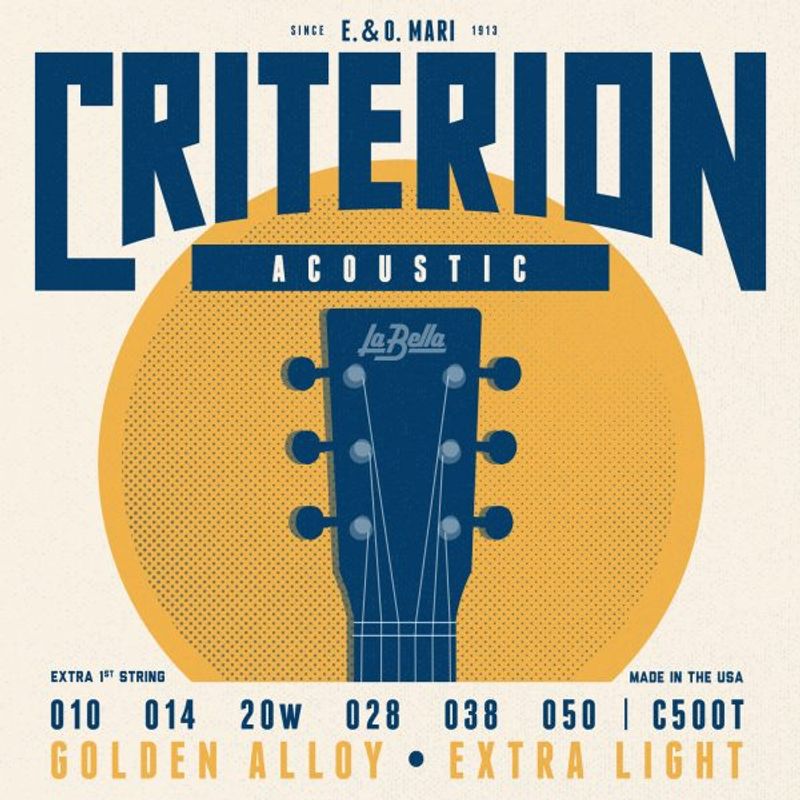 La Bella C500T Criterion Acoustic, Golden Alloy - Extra Light 10-50