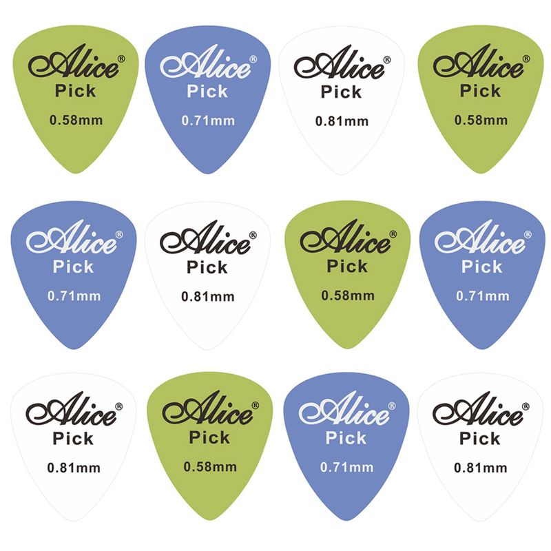 Alice AP-12F MIX 0.58-1.50mm matte plektre 12 stk