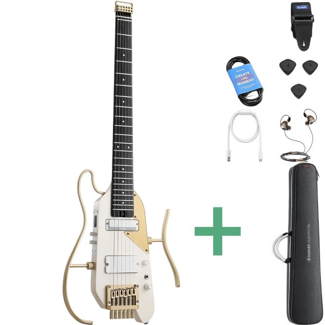 Hovedbilde Donner HUSH-X PRO silent el-gitar white-luxe