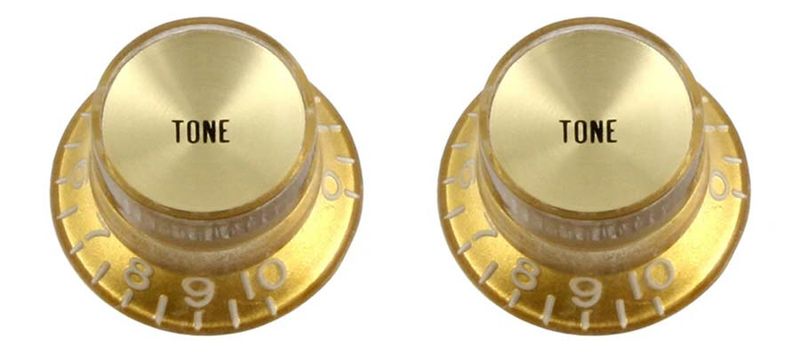 Allparts Reflector Knobs Tone Gold 2-p