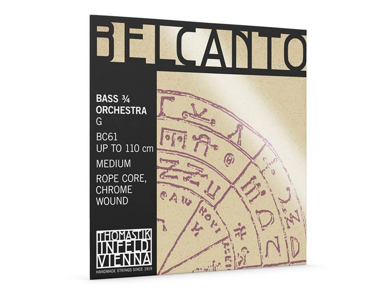 Thomastik THBC-61 Belcanto double bass string G-1 3/4 (string length 104cm), rope core, chrome
