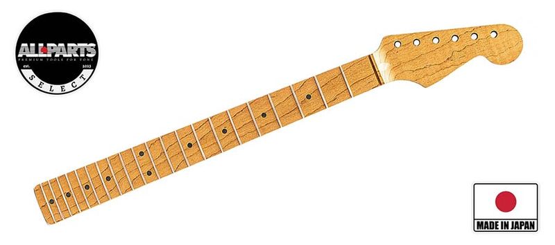 Allparts Select ltd VIN-MOD replacement neck for Stratocaster, AAA+ roasted flamed maple,  chunky C shape, unfinished