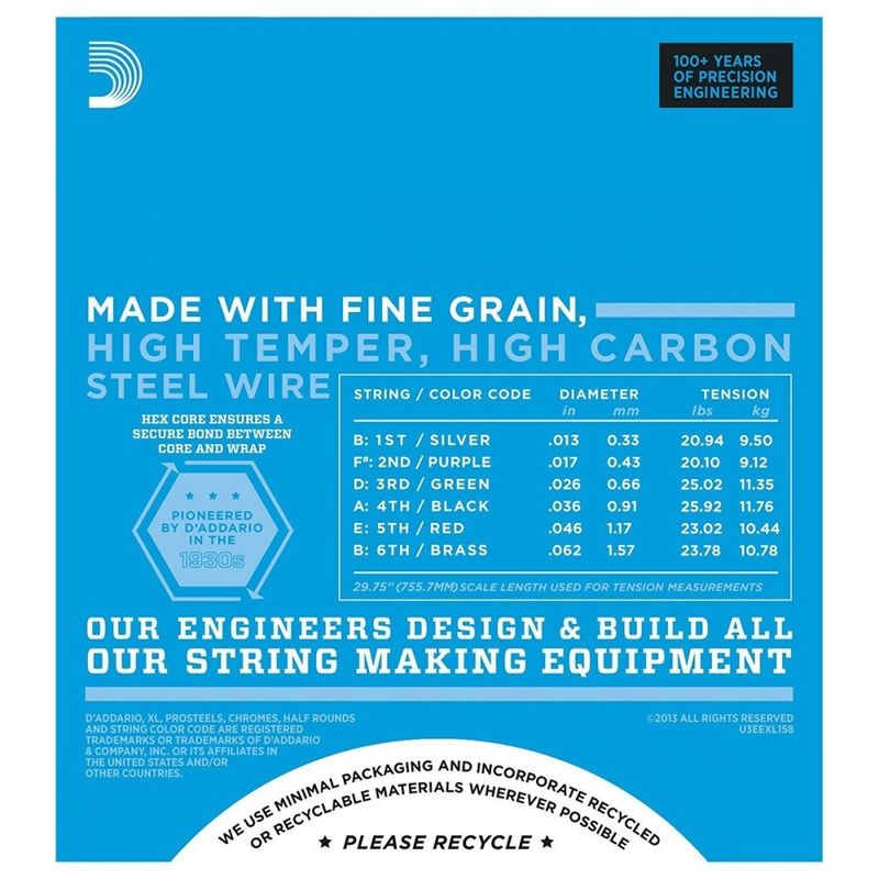 Daddario EXL158 Nickel Wound Baritone Guitar Strings, Light 13-6