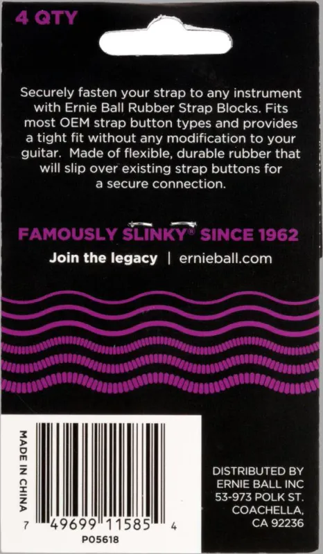Ernie Ball 5618 Strap Blocks, Purple, 4 pc