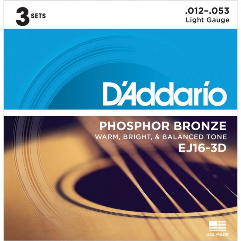 Daddario EJ16 Phosphor Bronze 3-Pakke 012-053