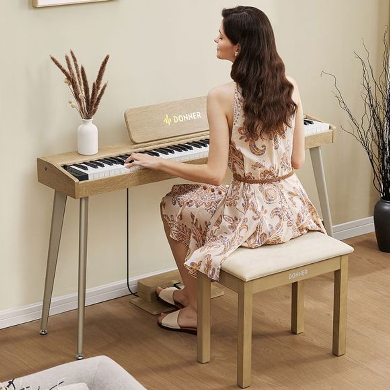 Donner Bench pianokrakk beige 