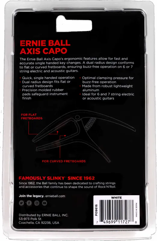 Ernie Ball 9616 Axis Capo White