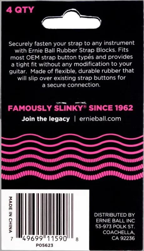 Ernie Ball 5623 Strap Blocks, Pink, 4 pc