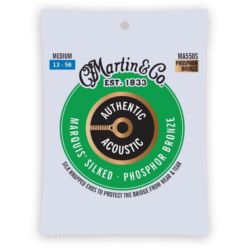 Martin Guitar MA550S Authentic Acoustic Marquis Silked Guitar Strings 92/8 Phosphor Bronze - Medium 013-056
